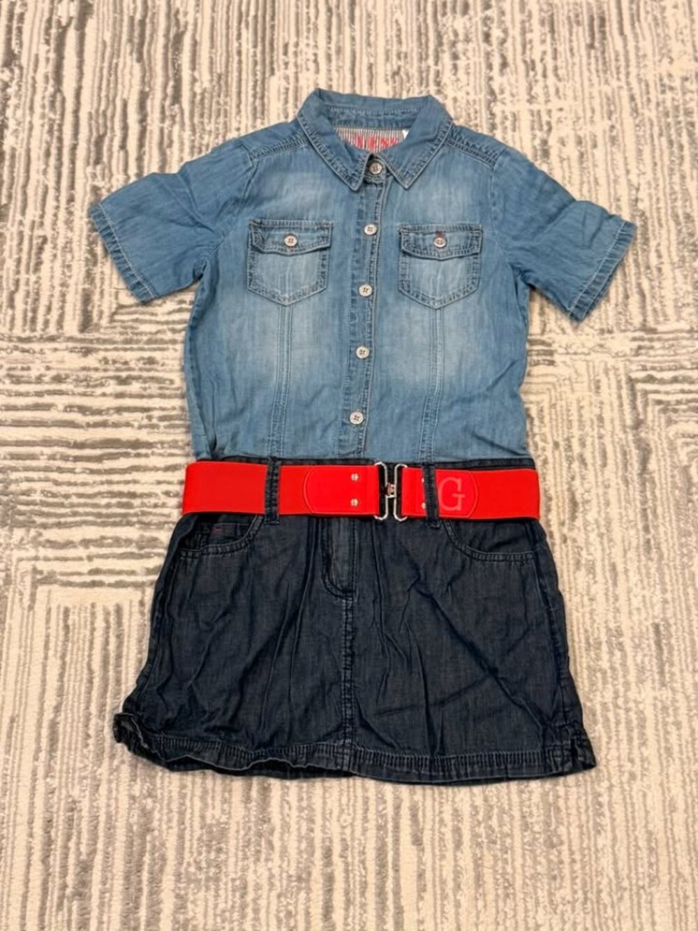 Guess girls youth large (14) blue denim dress Retails $65